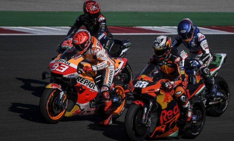 ebalap tim Repsol Honda Marc Marquez (#93) menjalani Grand Prix Portugal di Sirkuit Algarve, Portimao. (18/4/2021). Foto : Antara/AFP/Patricia De Melo Moreira