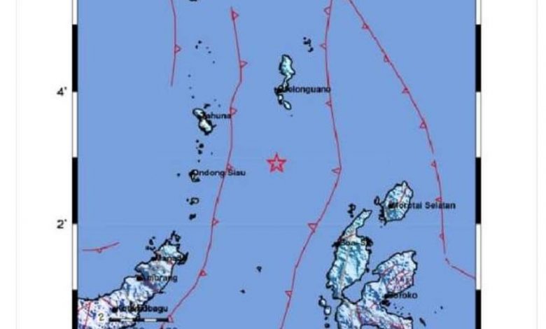 Pusat gempa pada Sabtu (24/7/2021) sekitar pukul 20.07.20 WIB berada di laut sekitar 121 km Barat Daya Melonguane, Kabupaten Kepulauan Talaud, Sulawesi Utara (Sulut). Foto : web BMKG