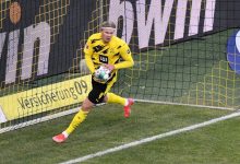 Penyerang Borussia Dortmund Erling Haaland merayakan gol yang dicetaknya ke gawang Hoffenheim dalam Liga Jerman di Stadion Signal Iduna Park, Dortmund, Sabtu (13/2/2021). Foto : Antara/AFP/Martin Meissner