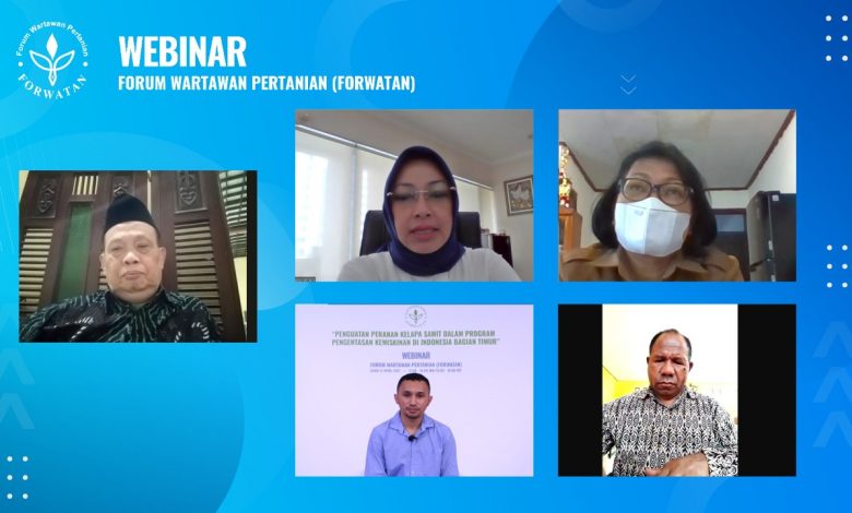 Diskusi Forum Wartawan Pertanian (Forwatan) tentang ‘Penguatan Peranan Kelapa Sawit Dalam Program Pengentasan Kemiskinan di Indonesia Bagian Timur’ di Jakarta, Senin (12/4/2021).