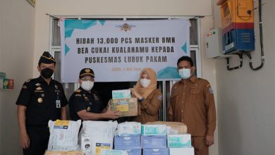 Indoposco Bea Cukai Kualanamu Hibahkan Belasan Ribu Masker Ke Puskesmas Lubuk Pakam