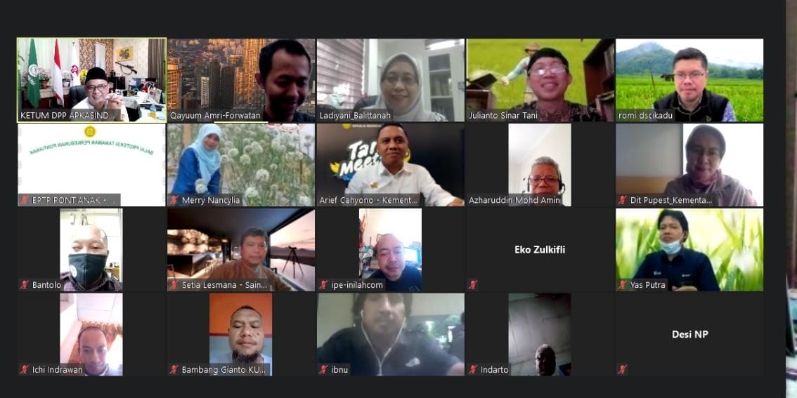 Suasana webinar Forum Wartawan Pertanian (Forwatan) bertemakan ‘Peningkatan Produksi Pertanian dengan Pemupukan Berimbang’, Selasa (11/5/2021). Foto : Ist/Forwatan