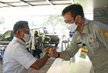 Mentan Syahrul Yasin Limpo menyambut kunjungan KSP Moeldoko (kiri) di Kantor Pusat Kementan, Jakarta. Foto: BPPSDMP Kementan