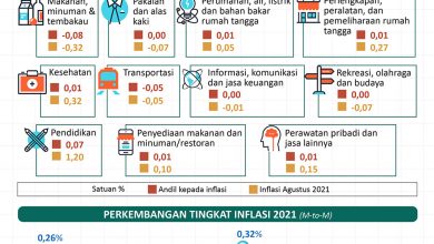 Inflasi 0,03 Persen Pada Agustus 2021
