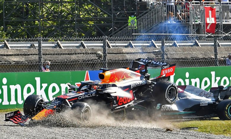 Tabrakan Di Gp Italia, Mobil Verstappen Di Atas Hamilton