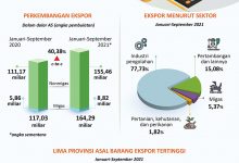 Ekspor Indonesia Januari-September 2021 Naik 40,38 Persen