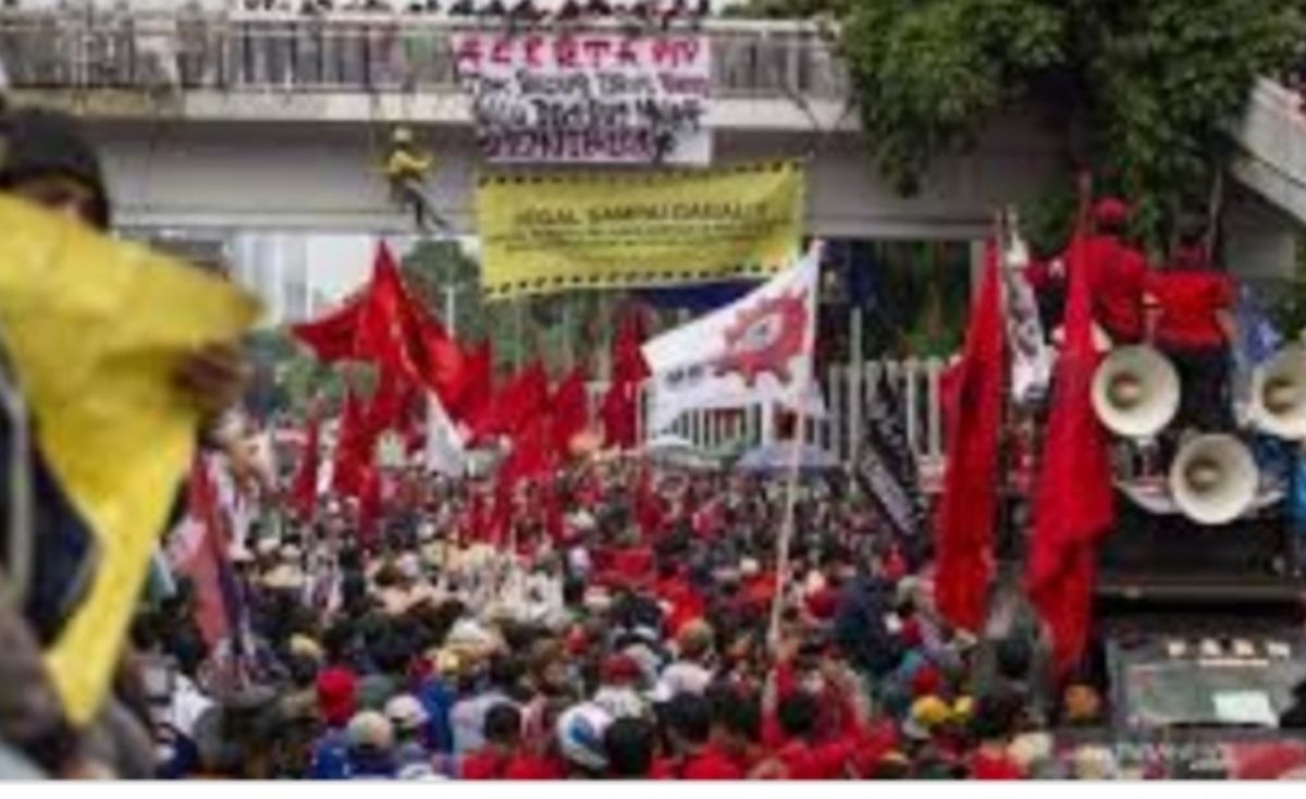 ilustrasi aksi buruh Foto: Antara