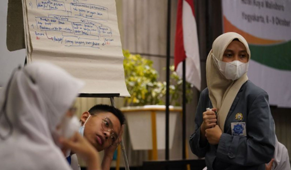 Potret sejumlah siswa yang hadir dalam acara Mentoring Motivator Muda Moderasi Beragama 2021 yang diterima Antara di Jakarta pada Kamis