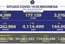 Update kasus harian pandemi COVID-19 yang dilaporkan Satgas Penanganan COVID-19 per Sabtu (1/1/2022)