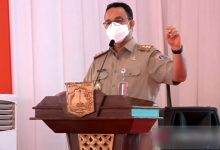 Tangkapan layar Gubernur DKI Jakarta Anies Baswedan ketika memberikan sambutan pada peringatan Hari Peduli Sampah Nasional (HPSN) 2022 di TPST Bantargebang, Bekasi, Jawa Barat, Senin (21/2/2022). ANTARA