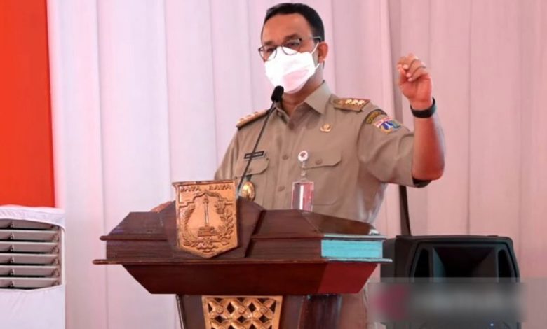 Tangkapan layar Gubernur DKI Jakarta Anies Baswedan ketika memberikan sambutan pada peringatan Hari Peduli Sampah Nasional (HPSN) 2022 di TPST Bantargebang, Bekasi, Jawa Barat, Senin (21/2/2022). ANTARA