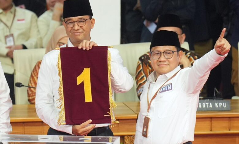 Pengambilan Nomor Urut Capres-Cawapres di Kantor Pemilihan Umum (KPU), Jakarta, Selasa malam (14/11/2023). (foto TimNas AMIN)